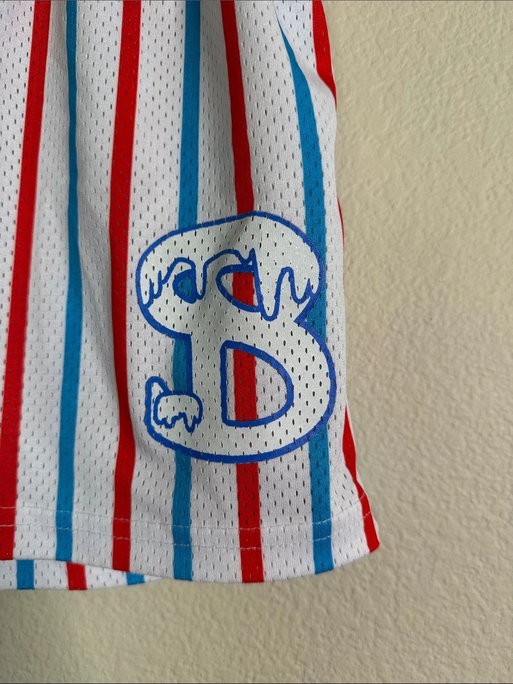Bucket squad cherry ice shorts Striped Red & Blue Mesh Athletic kids XS